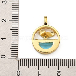 ラックメッキガラスペンダント  真鍮パーツ  長持ちメッキ  フラットラウンド  18KGP本金メッキ  19x14x4mm  穴：3.5x2mm&nbsp;KK-U035-15G