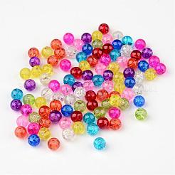 混合クラックルガラスビーズ  ラウンド  6mm  穴：1.3~1.6mm&nbsp;X-CCG-Q001-6mm-M