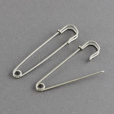 鉄のキルトピンは留め金のアクセサリー類のパーツをブローチ  プラチナ  80x17mm  ピン：1.5mm&nbsp;IFIN-R191-80mm-1