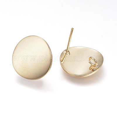 スタッドピアスパーツ  カン付き  フラットラウンド  ニッケルフリー  18KGP本金メッキ  15mm  穴：2.5mm  ピン：0.8mm&nbsp;X-KK-S333-03G-1