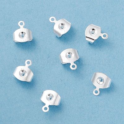 真鍮ピアスキャッチ  ピアスバックキャッチ  カン付き  長持ちメッキ  925銀メッキ  8.3x7x3.7mm  穴：0.8mm&nbsp;KK-P001-75S-1