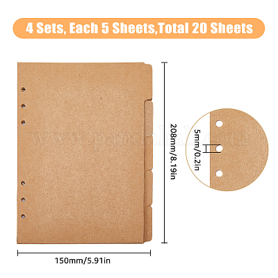 5 シート a5 クラフト紙バインダー仕切り プランナー、ノート