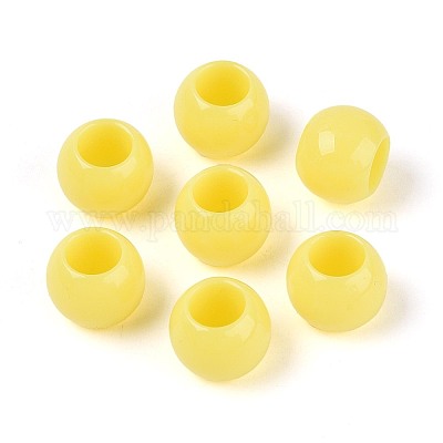 不透明なアクリルビーズ  ラウンド  きいろ  12x9.8mm  穴：6.5mm  約850個/500g&nbsp;SACR-N018-05B-1