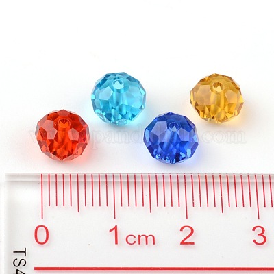 カット加工ロンデル透明ガラスビーズ  ミックスカラー  8x6mm  穴：1mm&nbsp;GLAA-R152-8mm-M1-1