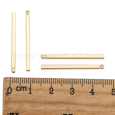 真鍮チャーム  ラックめっき  長方形  ライトゴールド  30x2x2mm  穴：1mm&nbsp;KK-D510-02KCG-1