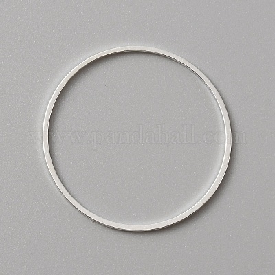 真鍮製フレームコネクター  丸いリング  銀  25x0.5mm  内径：23mm&nbsp;LS-KK-WH0047-59E-S-1