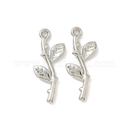 合金ペンダント  ラックめっき  葉  プラチナ  23x10x2mm  穴：1.4mm&nbsp;FIND-Z089-08P-1
