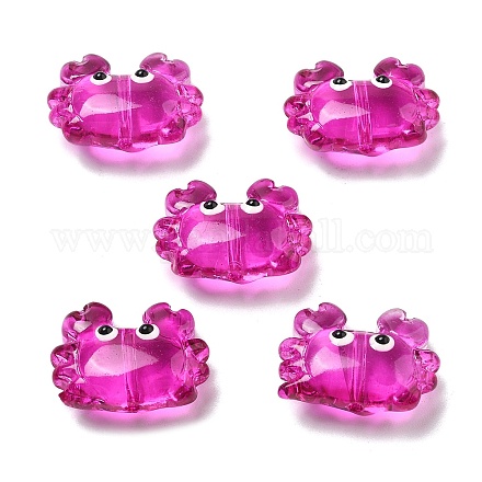 透明なガラスエナメルビーズ  カニ  赤ミディアム紫  15x21x8mm  穴：1.4mm&nbsp;LAMP-V001-08B-1