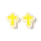 Baking Paint Glass Enamel Beads, Hand Painted Beads, Cross, Floral White, 14.5x11.5x4mm, Hole: 1mm
