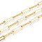 Brass Wavy Rectangle Link Chains, Soldered, with Spool, Golden, 14~14.5x4x1mm, about 32.81 Feet(10m)/Roll