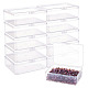 プラスチックビーズ容器12個  長方形  透明  14.4x10.8x4.75cm  内径：13.9x10のCM&nbsp;CON-BC0008-07-1