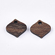 ウォールナットウッドチャーム  サドルブラウン  11.5x12x2.5~3mm  穴：1.6mm&nbsp;WOOD-S054-40-2
