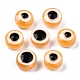 樹脂ビーズ  フラットラウンド  ナザールボンジュウ  オレンジ  10~11x5~7mm  穴：2mm&nbsp;RESI-S339-7x10-23-2