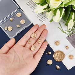 16個2スタイル真鍮チャーム  花  本物の14k＆18kゴールドメッキ  11~14.5x8.5~12x2~4mm  穴：1.2~1.5mm  8個/スタイル&nbsp;KK-AR0002-43