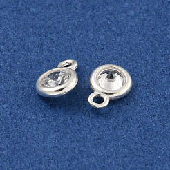 925スターリングシルバーチャーム  クリアキュービックジルコニア  フラットラウンド  銀  6.5~7x4.5~5.5x2~2.5mm&nbsp;LS-STER-C008-08B-S