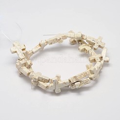 クロスナチュラルマグネサイトビーズ連売り  乳白色  20x16x6mm  穴：1mm  約20個/連  15.7インチ&nbsp;G-M138-01