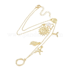 ボヘミアン サマー ビーチ スタイル 18K ゴールド メッキ シェル型 イニシャル ペンダント ネックレス&nbsp;IL8059-15