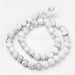 天然石ハウライトビーズ連売り  艶消し  ラウンド  8mm  穴：1mm  約48個/連  37cm&nbsp;G-D809-16-8mm