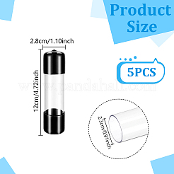 PVCプラスチック透明収納チューブ5個  キャップ付きプラスチックチューブ 硬質ボトル容器  ブラック  12x2.8cm  内径：2.3のCM&nbsp;FIND-GA0008-68C