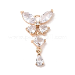 蝶のチャーム  真鍮チャーム  ガラスと  ゴールドカラー  ミックスカラー  30.5x18x4mm  穴：4mm&nbsp;KK-B100-058G