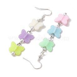 アクリルダングルピアス  304ステンレススチールピアスフック付き  蝶  ステンレス鋼色  70x14mm&nbsp;EJEW-JE05751-02