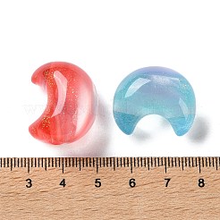 透明樹脂ビーズ  金箔  ツートン  ムーン  24x20.5x15.5mm  穴：2.5mm&nbsp;RESI-B031-03B