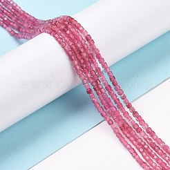 天然のピンクトルマリンビーズ連売り  多面カット  キューブ  2x2x2mm  穴：0.5mm  約186~188個/連  15.16~15.35インチ（38.5~39cm）&nbsp;G-C009-B20