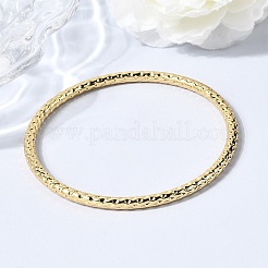 女性用ハンマー加工304ステンレススチールバングル  ゴールドカラー  0.16インチ（0.4cm）  内径：2.60インチ（6.6cm）&nbsp;BJEW-D408-03G