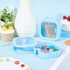 多機能プラスチック製ポケットサイズのプッシュスイッチオーガナイザーケース  視認可能な窓と吊り下げロープを備えたポータブル旅行用正方形ミニボックス  ビーズジュエリー工芸ハードウェア  ライトスカイブルー  9.5x9.5x3cm&nbsp;CON-WH20006-004A