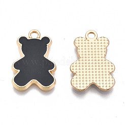合金エナメルチャーム  カドミウムフリー＆ニッケルフリー＆鉛フリー  ライトゴールド  クマ  ブラック  21x14x2mm  穴：1.8mm&nbsp;PALLOY-N170-018A-NR
