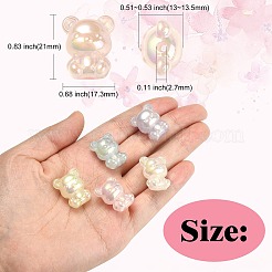 60 個 6 色 UV メッキレインボー虹色アクリルビーズ  クマ  ミックスカラー  21x17.3x13mm  穴：2.7mm  10個/カラー&nbsp;PACR-CJ0001-22