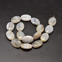 楕円形の天然樹枝状瑪瑙ビーズ連売り  25x18x8mm  穴：1.2mm  約16個/連  14.9インチ&nbsp;G-M257-25x18mm-25