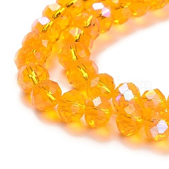電気メッキガラスビーズセット  半分虹メッキ  多面カット  ロンデル  ゴールド  2.9~3.3x2mm  穴：0.8mm  約135~140個/連  32~34cm&nbsp;EGLA-A034-T2mm-L11