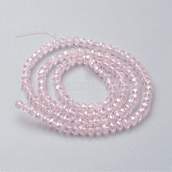 電気メッキガラスビーズセット  フル虹メッキ  多面カット  ロンデル  ピンク  4~4.5x3mm  穴：0.5mm  約105~110個/連  38~39cm&nbsp;X-EGLA-F124-FR-B05