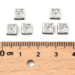 真鍮製ラインストーンスペーサービーズ  グレードA  正方形  ニッケルフリー  銀  ジェット  6x6x3mm  穴：1mm&nbsp;RSB072-04S