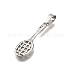 304ステンレスペンダント  ラケットチャーム  変色防止  ステンレス鋼色  31x10x2mm  穴：3.5x7mm&nbsp;STAS-B086-04P