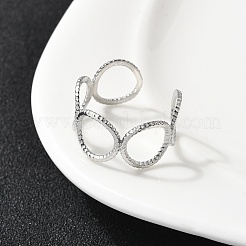 304ステンレススチールオープンカフリング  ラウンド  ステンレス鋼色  11mm&nbsp;RJEW-H261-17P