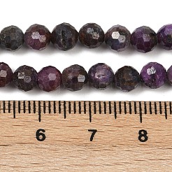 天然ルビービーズ連売り  ファセット（128ファセット）  ラウンド  5mm  穴：0.8mm  約75個/連  15.35''（39センチメートル）&nbsp;G-B121-A01-01A