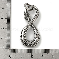 316サージカルステンレスペンダント  丸カン付き  スネークチャーム  アンティークシルバー  42x18x5mm  穴：7mm&nbsp;X-STAS-Z073-70AS-01