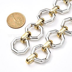 Ccbプラスチックボストンリンクチェーン  八角形  銀  リンク：25x25x6mm  39.97（1m）長&nbsp;AJEW-JB01081-02