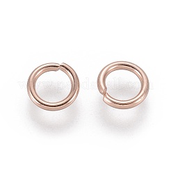 304ステンレススチールオープン丸カン  ラウンド  ローズゴールド  18ゲージ  6x1mm  内径：4mm&nbsp;STAS-O098-02RG-02