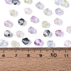 透明ガラスシードビーズ  グリッターパウダー付き  双円錐形  ミックスカラー  6x5~5.5mm  穴：1.2~1.5mm  約2250個/ポンド&nbsp;SEED-N014-01A-01