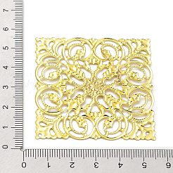 ラックメッキアイアンコネクターチャーム  菱形  エッチングされた金属装飾  ゴールドカラー  51x51x0.6mm  穴：1.4mm&nbsp;IFIN-Q134-05G