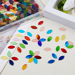 432個のガラスカボション  モザイクタイル  家の装飾やdiyの工芸品  馬の目  ミックスカラー  16x8x1mm&nbsp;FIND-DC0007-71A