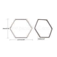 変色しにくい304ステンレススチール製リンクリング  六角  ステンレス鋼色  20x22.5x0.8mm&nbsp;STAS-S079-24A
