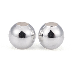 真鍮製スペーサービーズ  カドミウムフリー＆鉛フリー  長持ちメッキ  ラウンド  925銀メッキ  2.3x2mm  穴：1mm&nbsp;KK-O133-010A-S