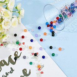 200個入り DIY 天然・染色マレーシアジェイドビーズストレッチブレスレット作成キット  10色の丸いビーズと平らな弾性糸を含む  ミックスカラー  8mm  穴：1mm&nbsp;DIY-SC0014-77