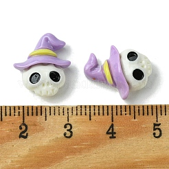ハロウィーンテーマの不透明樹脂デコデンカボション  魔女の帽子をかぶった頭蓋骨  15x12.5x6mm&nbsp;LS-CRES-Q219-02H