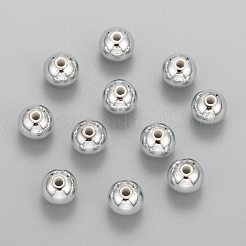 メッキプラスチックアクリルラウンドビーズ  銀メッキ  10mm  穴：2mm  約800個/ポンド&nbsp;PACR-L003-10mm-S