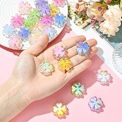 24色UVメッキアクリルビーズ8個  虹色の  二層ビーズ  クローバー  ミックスカラー  25x25x8mm  穴：3mm  3個/カラー&nbsp;SACR-FS0001-47